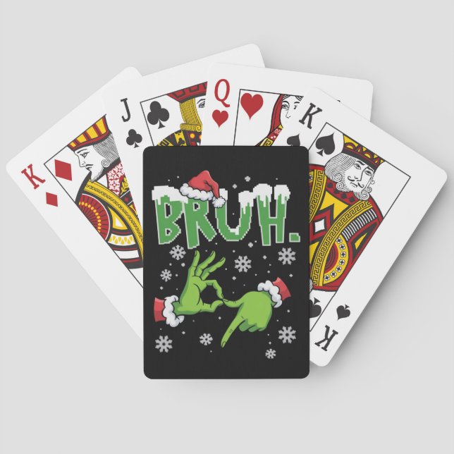 Bruh 67 Six Seven 6 7 Meme Christmas Funny Gen  Playing Cards (Back)
