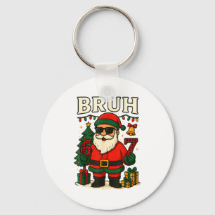 Bruh 67 Six Seven 6 7 Meme Christmas Santa Pajamas Key Ring
