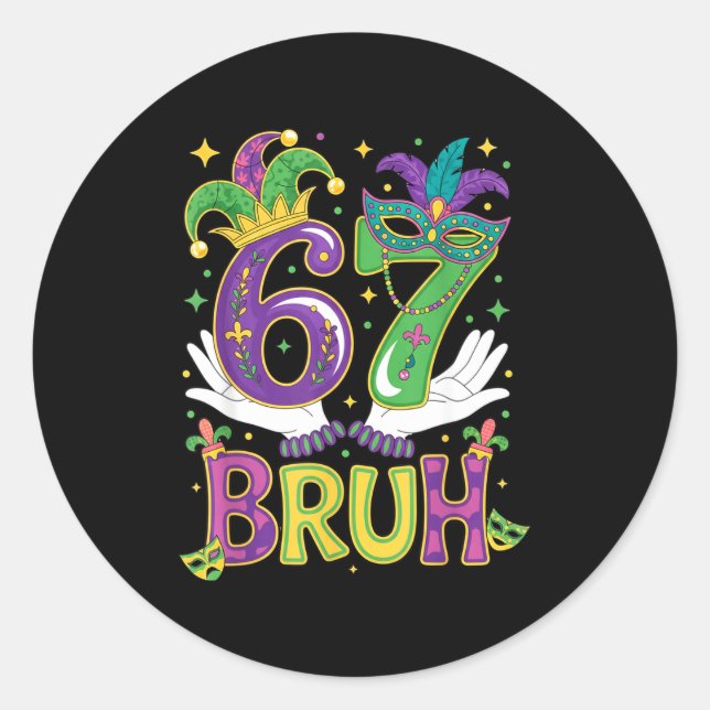 Bruh 67 Six Seven Meme Classic Round Sticker (Front)