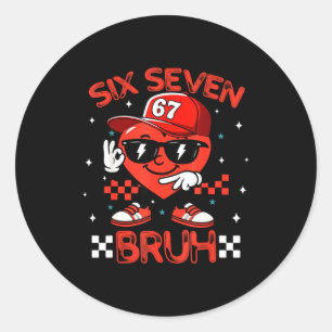 Bruh 67 Six Seven Meme Dab Heart Boys Kids Valenti Classic Round Sticker