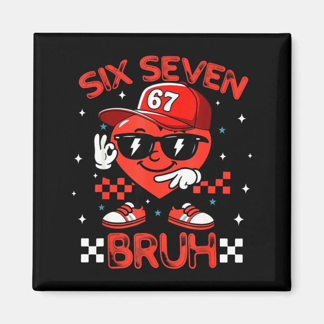 Bruh 67 Six Seven Meme Dab Heart Boys Kids Valenti Magnet (Front)