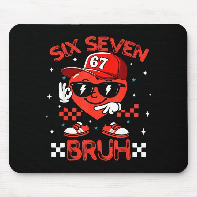 Bruh 67 Six Seven Meme Dab Heart Boys Kids Valenti Mouse Mat (Front)