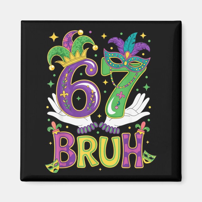 Bruh 67 Six Seven Meme Illustration Magnet (Front)