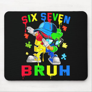 Bruh 67 six seven puzzle dabbing autism awareness mouse mat