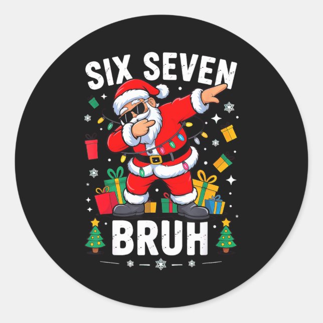 Bruh 67 Six Seven Santa Dabbing Christmas  Classic Round Sticker (Front)