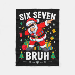 Bruh 67 Six Seven Santa Dabbing Christmas Fleece Blanket