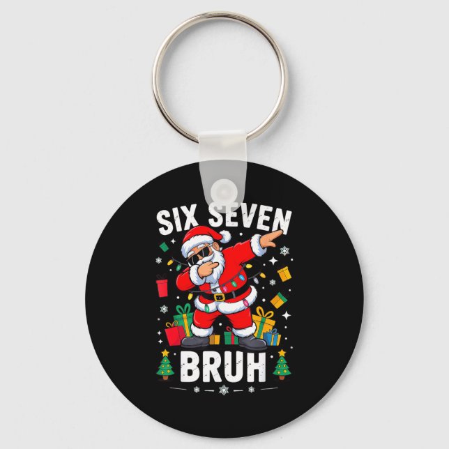 Bruh 67 Six Seven Santa Dabbing Christmas  Key Ring (Front)