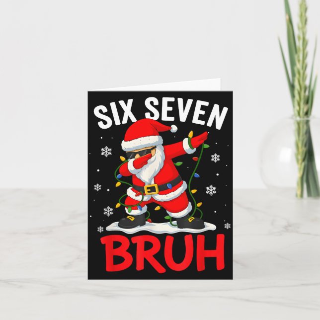 Bruh 67 Six Seven Santa Dabbing Christmas Meme Boy Card (Front)