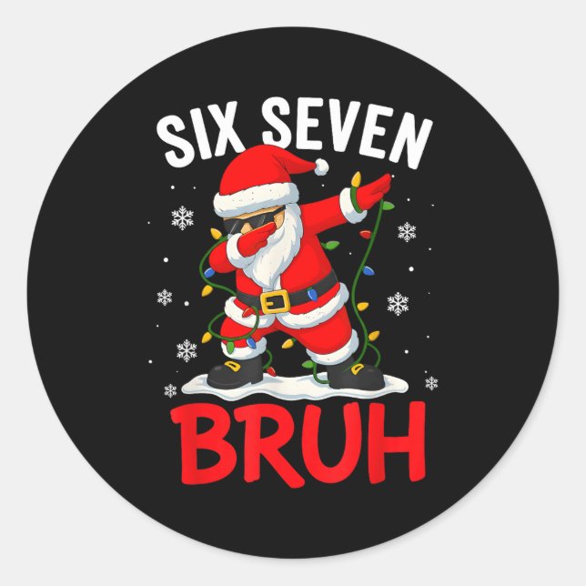 Bruh 67 Six Seven Santa Dabbing Christmas Meme Boy Classic Round Sticker (Front)