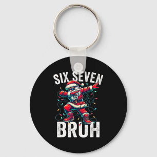 Bruh 67 Six Seven Santa Dabbing Christmas Meme Boy Key Ring