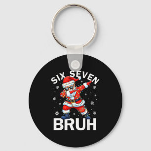 Bruh 67 Six Seven Santa Dabbing Christmas Meme Boy Key Ring