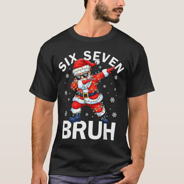 Bruh 67 Six Seven Santa Dabbing Christmas Meme Boy T-Shirt (Front)