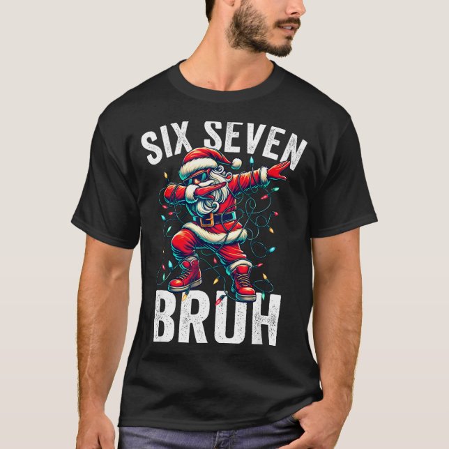 Bruh 67 Six Seven Santa Dabbing Christmas Meme Boy T-Shirt (Front)