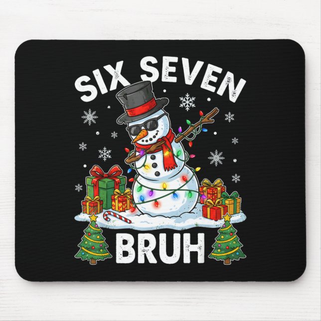 Bruh 67 Six Seven Snowman Dabbing Christmas 6 7 Bo Mouse Mat (Front)