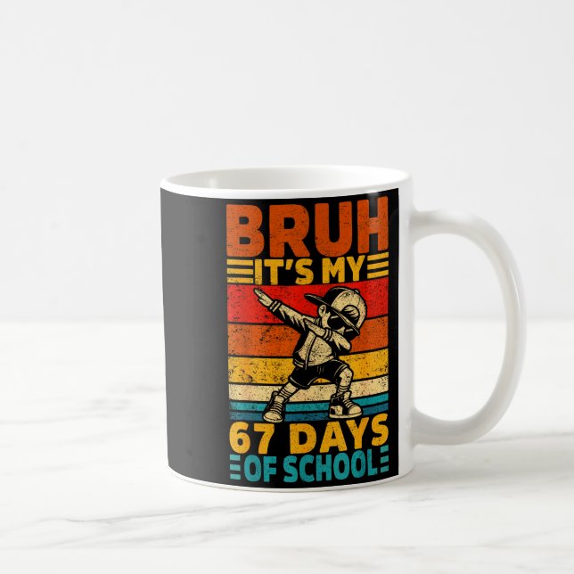 Bruh 67th Day Of School Shirt 67 Days Teacher Boy  Coffee Mug (Right)