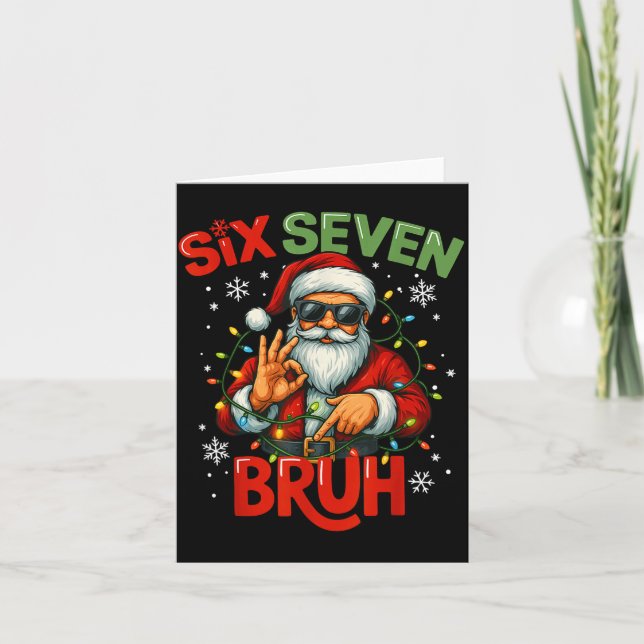 Bruh 6 7 Christmas 67 Santa Six Seven Christmas Bo Card (Front)