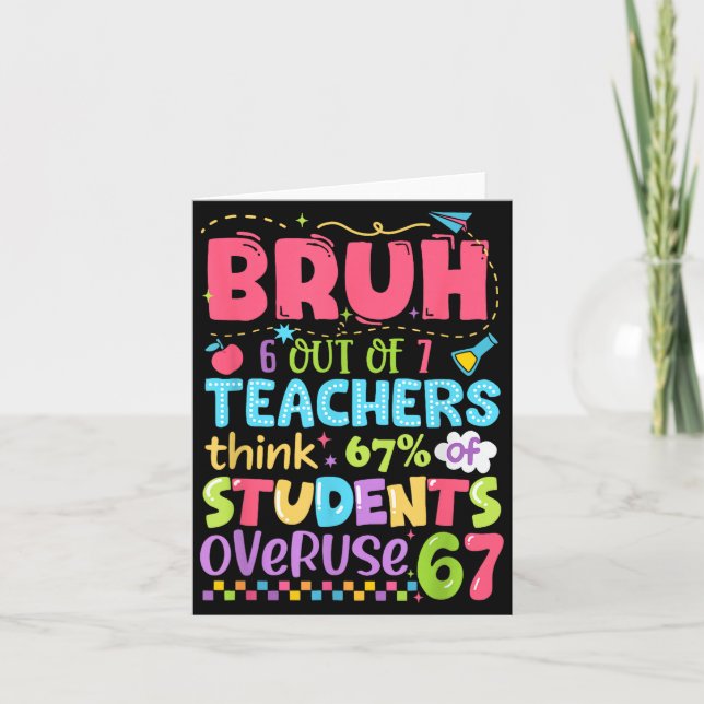 Bruh 6 Out Of 7 Teachers Think 67% Of Students Ove Card (Front)