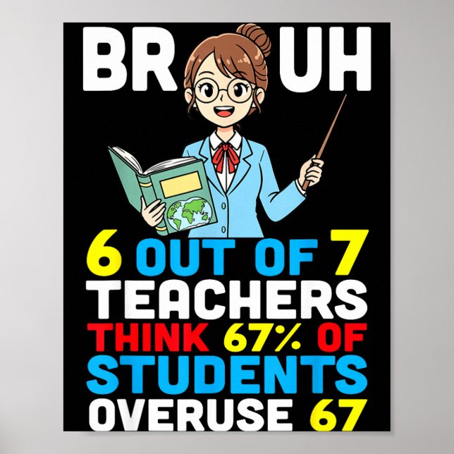 Bruh 6 Out Of 7 Teachers Think 67 Percent Students Poster (Front)