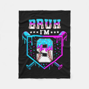 Bruh 9th Birthday Boy Baseball Ice Cream Drip 9 Ye Fleece Blanket