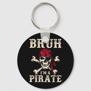 Bruh a Pirate Funny Lazy Halloween Costume Party Key Ring