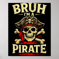 Bruh a pirate skull eye patch crossbones hat