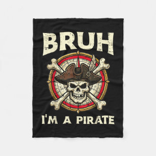 Bruh a pirate skull funny halloween humour men boy fleece blanket