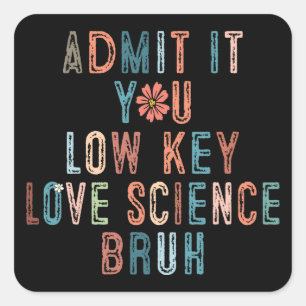 Bruh Admit It You Low Key Love Science Square Sticker
