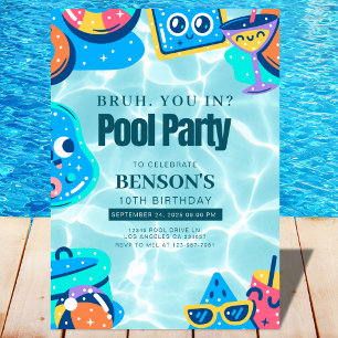 BRUH, are you in? Swimming Boy Birthday  Invitation