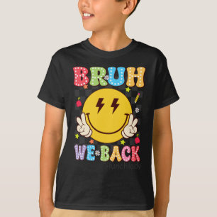 Bruh Back Lunch Lady Retro Smile Face Dalmatian T-Shirt