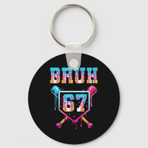 Bruh Baseball Ice Cream Drip Number 67 Player 67th Key Ring