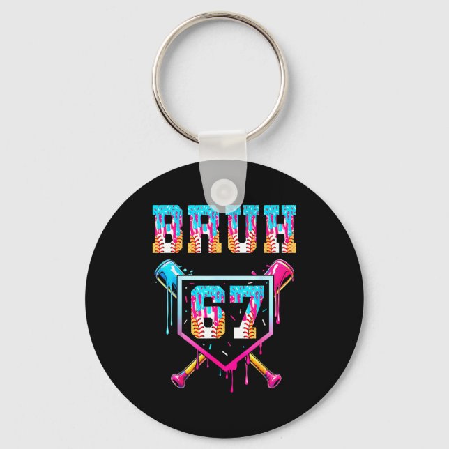 Bruh Baseball Ice Cream Drip Number 67 Player 67th Key Ring (Front)