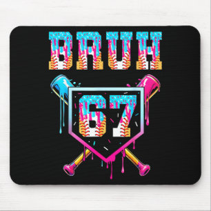 Bruh Baseball Ice Cream Drip Number 67 Player 67th Mouse Mat