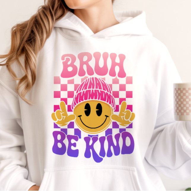 Bruh Be Kind Happy Face Beanie Pink Purple Hoodie (Creator Uploaded)