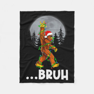 Bruh Bigfoot Christmas Shirt Christmas Tree Xmas S Fleece Blanket