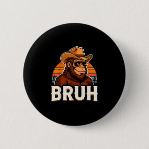 Bruh bigfoot meme graphic boys men funny sasquatch 6 cm round badge