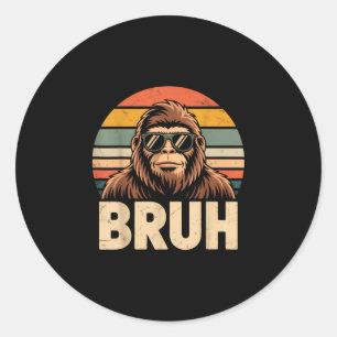 Bruh bigfoot meme graphic boys men funny sasquatch classic round sticker