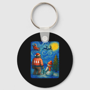 Bruh Bigfoot Snowman Starry Night Christmas Xmas M Key Ring