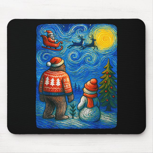 Bruh Bigfoot Snowman Starry Night Christmas Xmas M Mouse Mat (Front)