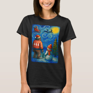 Bruh Bigfoot Snowman Starry Night Christmas Xmas M T-Shirt