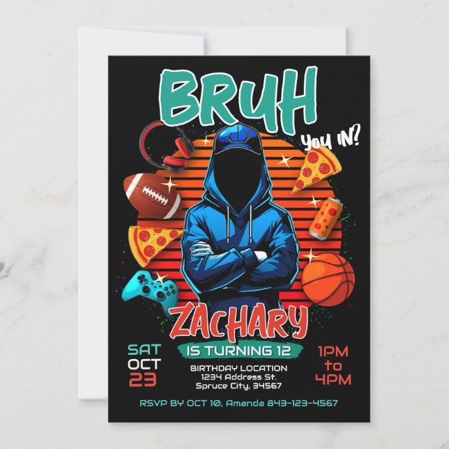 Bruh Birthday Gaming Invitation  (Front)