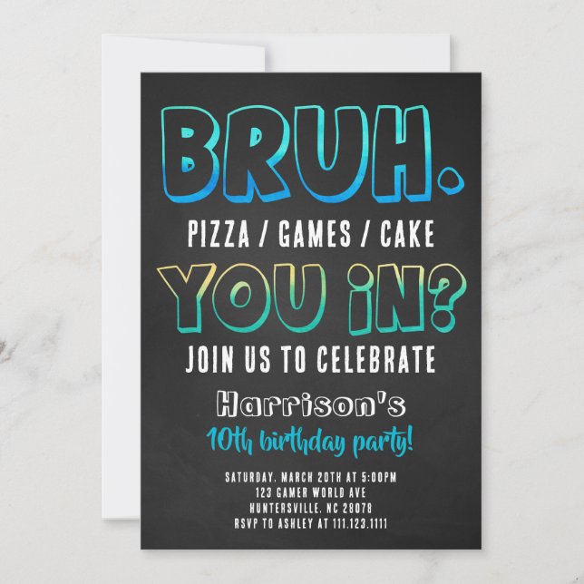 Bruh Birthday Party Boy Invitation (Front)