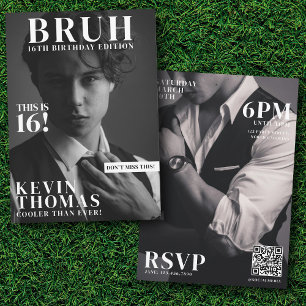 BRUH Birthday Party Magazine Cover Boy Teenager Invitation