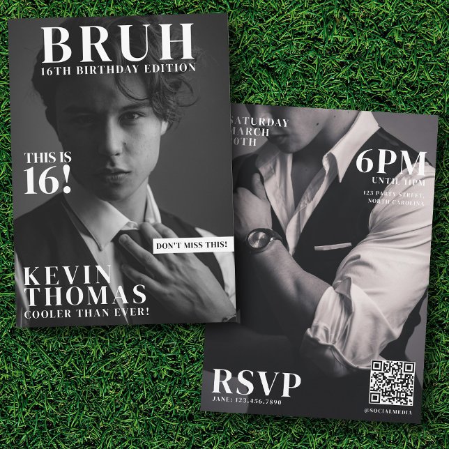 BRUH Birthday Party Magazine Cover Boy Teenager Invitation (BRUH Birthday Party Magazine Cover Boy Teenager Invitation)