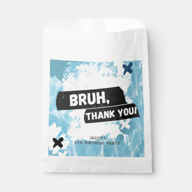 Bruh Boy Summer Pool Party Birthday Thank You Favour Bags (Front)