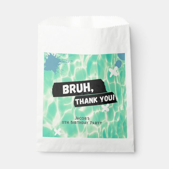 Bruh Boy Summer Pool Party Birthday Thank You Favour Bags (Front)