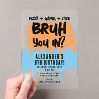 Bruh Boy's Birthday Neon Graffiti Orange Blue
