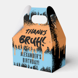 Bruh Boy's Birthday Neon Graffiti Orange Blue Favour Box