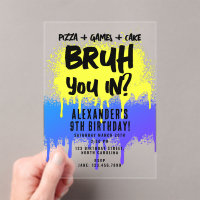 Bruh Boy's Birthday Neon Graffiti Yellow Blue