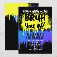 Bruh Boy's Birthday Neon Graffiti Yellow Blue