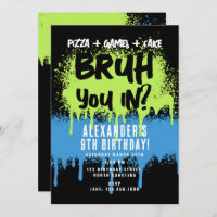 Bruh Boy's Birthday Party Neon Graffiti Green Blue